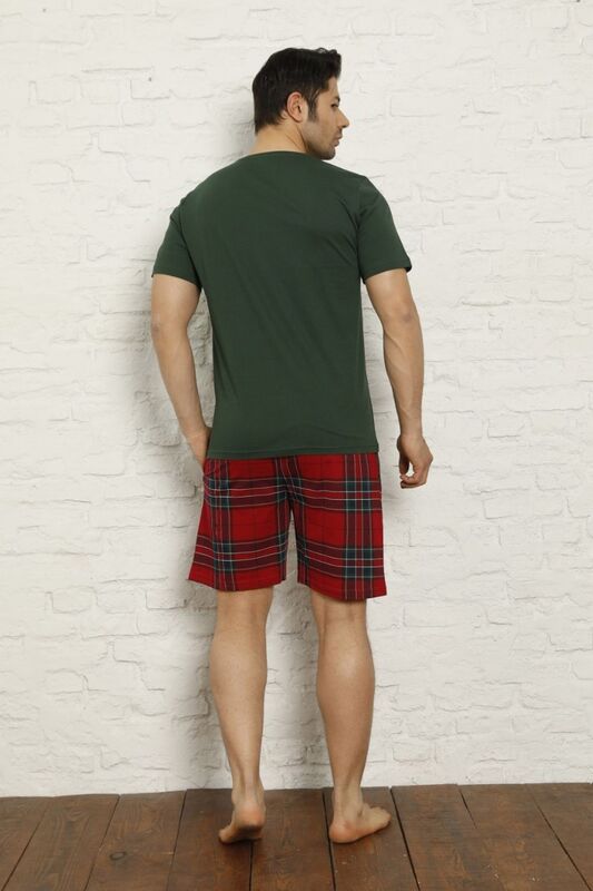 Erkek Yeşil Mrs&Mr Baskılı Şortlu Sevgili Pijama Takımı Tek Ürün Fiyatıdır