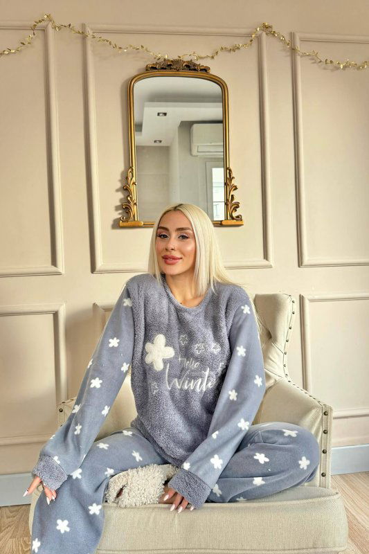 Indigo Hello Winter Desenli Kadın Peluş Pijama Takımı - Pijamaevi (2)