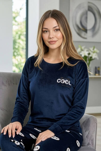 Indigo Pengui Desenli Exclusive Kadife Kadın Pijama Takımı - 2