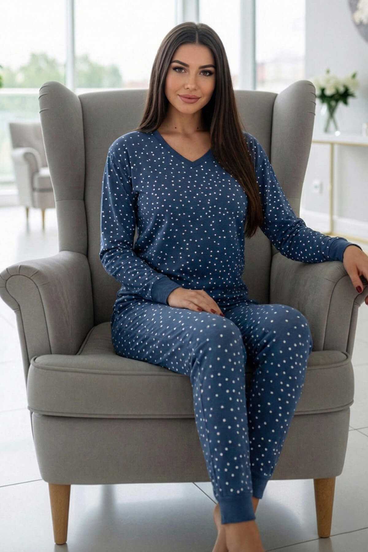 Indigo Point Desenli Uzun Kollu Bambu Örme Kadın Pijama Takımı - Pijamaevi (3)