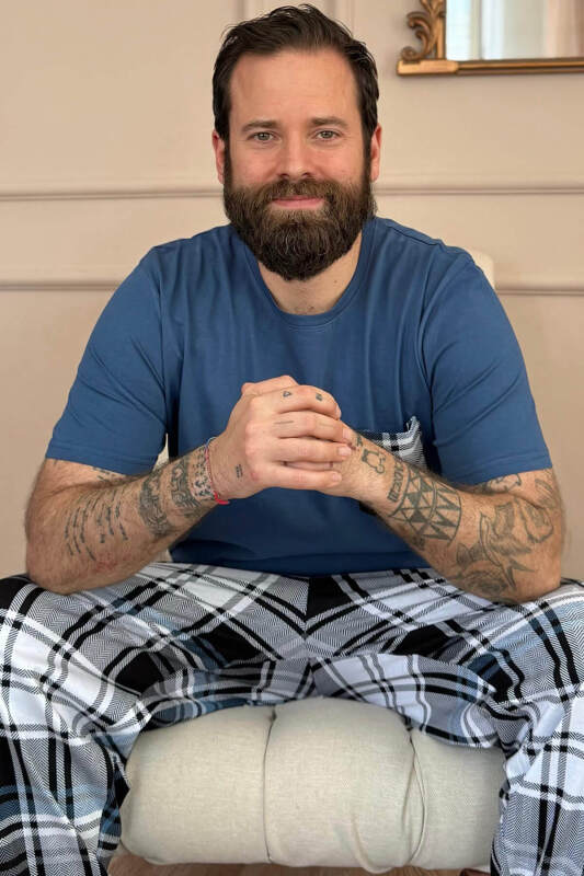 Indigo Siyah Ekose Cep Detay Kısa Kollu Erkek Pijama Takımı - Pijamaevi
