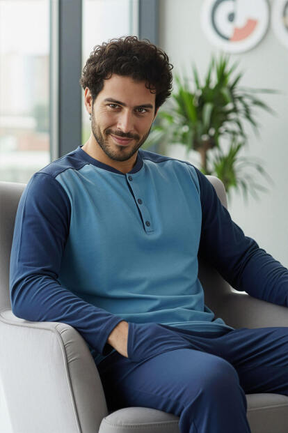 Indigo Stylish Erkek Uzun Kol Pijama Takımı - 2