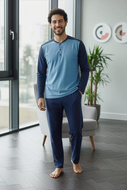 Indigo Stylish Erkek Uzun Kol Pijama Takımı - 6