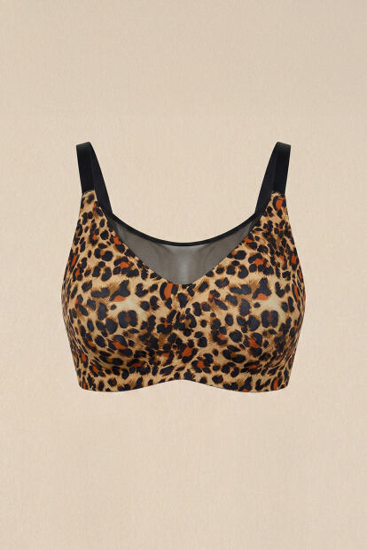 Kahve SilkAir Leopar Plunge Sütyen - Klasik Askı, Şekillendirici Form - 6