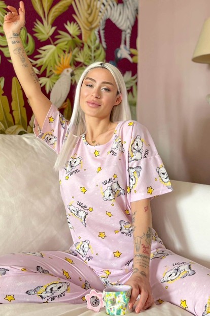 Kaisukaru Baskılı Kısa Kollu Kadın Pijama Takımı - 2