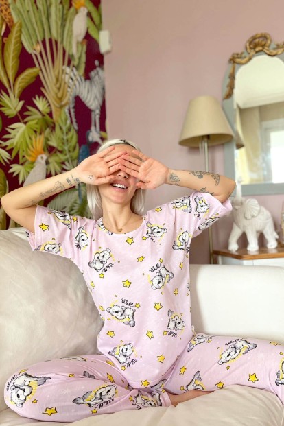 Kaisukaru Baskılı Kısa Kollu Kadın Pijama Takımı - 3
