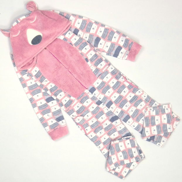 Kapşonlu Bayan Polar Tulum Pijama - 2