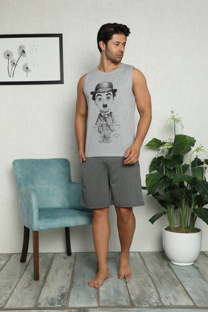 Karakter Baskılı Şortlu Sıfır Kollu Erkek Pijama Takımı - 1