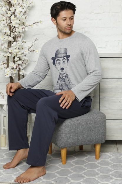Karakter Baskılı Uzun Kollu Erkek Pijama Takımı - 1