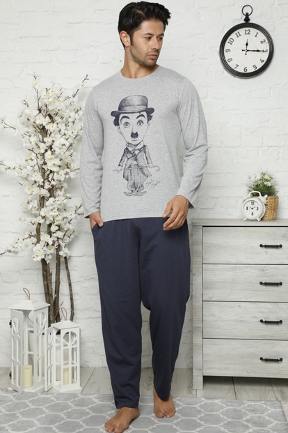Karakter Baskılı Uzun Kollu Erkek Pijama Takımı - 2