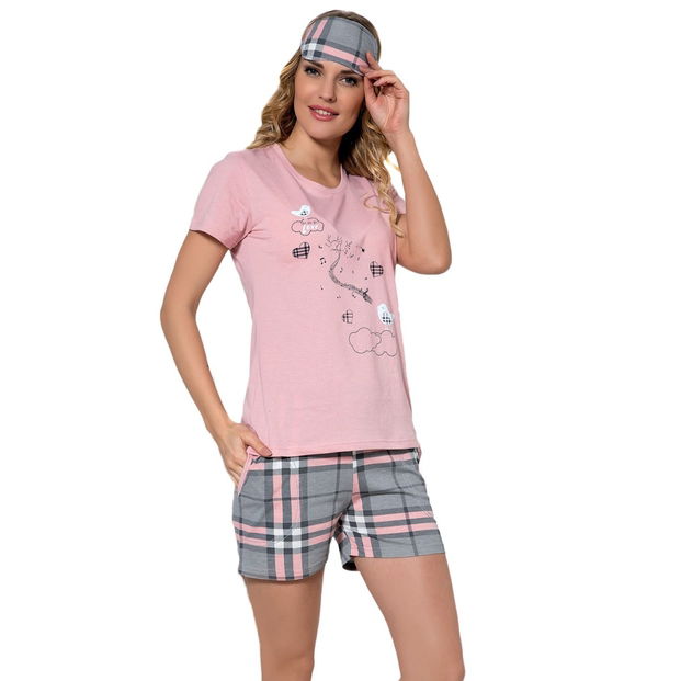 Kareli Şortlu Bayan Pijama Takımı - 1