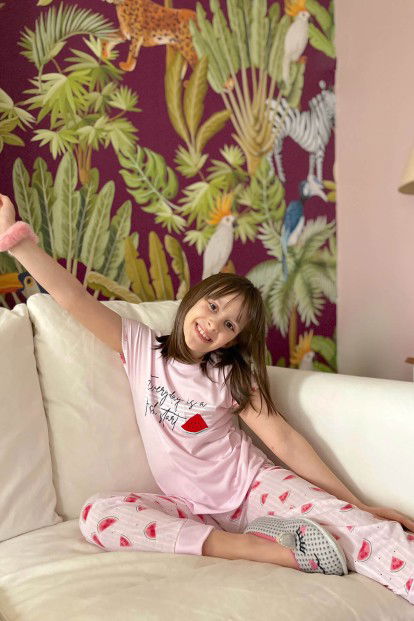 Karpuz Baskılı Kısa Kollu Kız Çocuk Pijama Takımı - 2