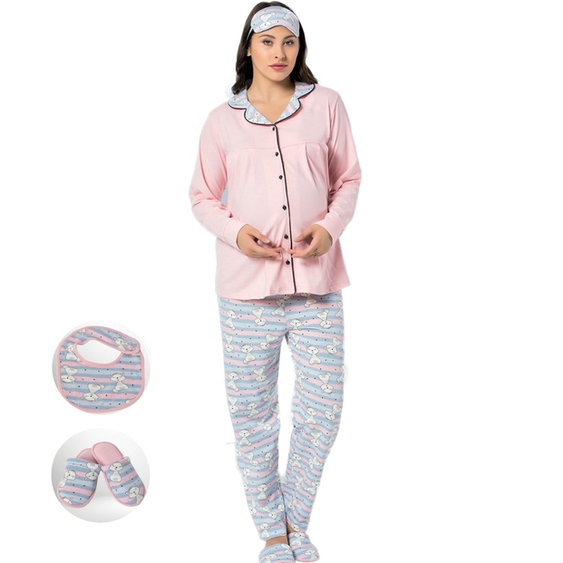 Kedi Desenli Hamile Lohusa Pijaması - 1