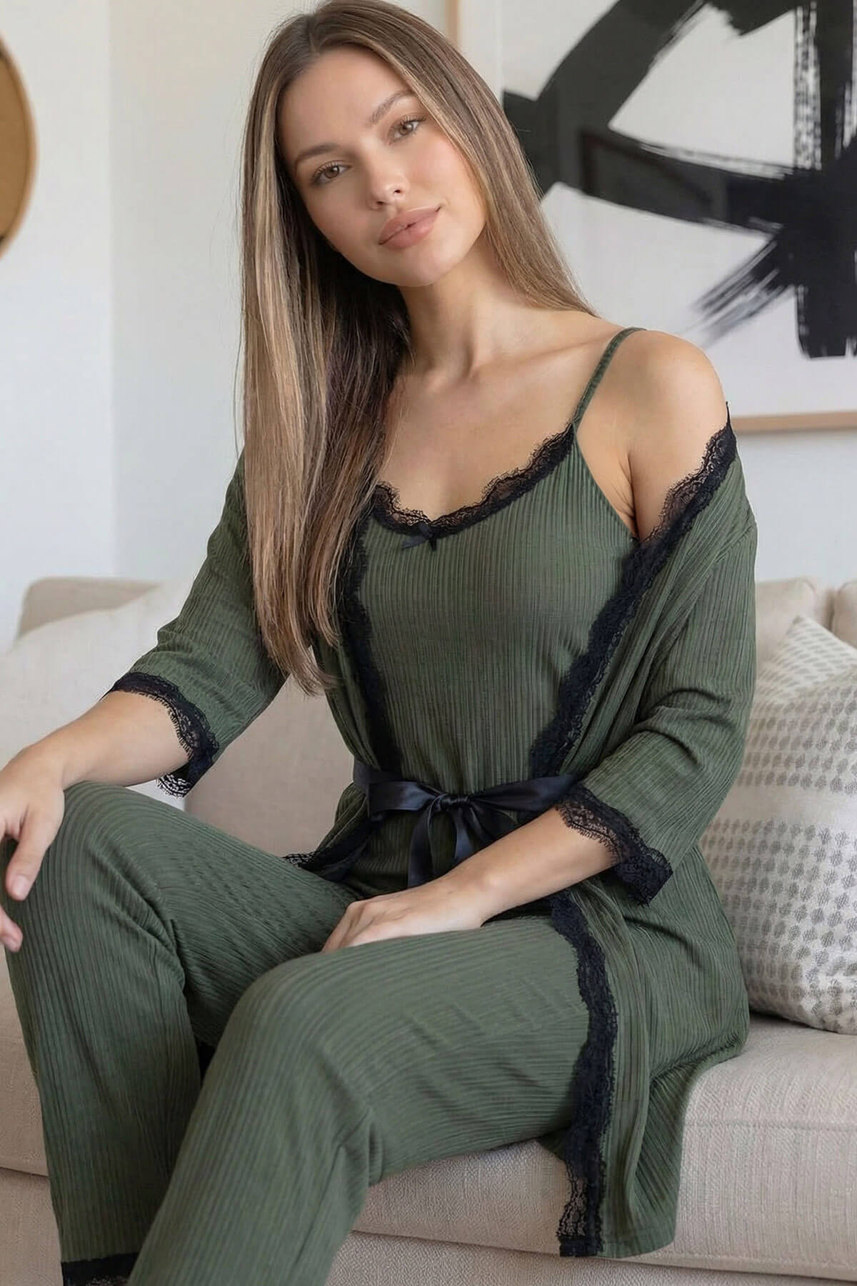 Khaki Desenli Sabahlıklı Pegasus Pijama Takımı - Pijamaevi (2)