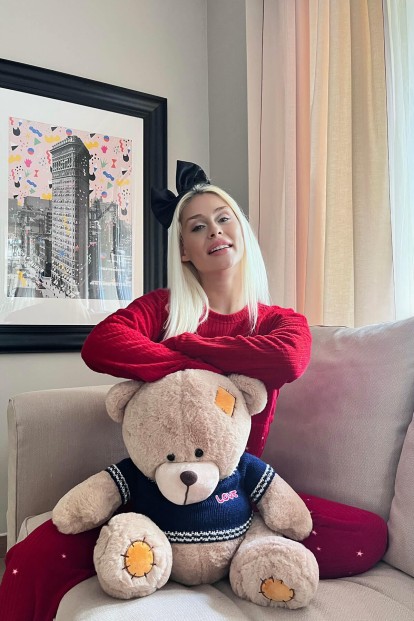 Kırmızı Good Time Desenli Peluş Polar Pijama Takımı - 3