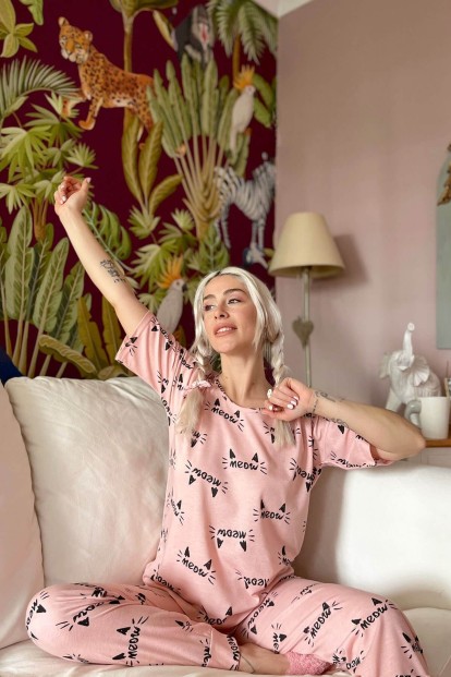 Kotele Baskılı Kısa Kollu Kadın Pijama Takımı - 3