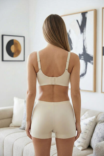 Krem SilkAir Blush V-Neck Balensiz Sütyen – Geniş Askılı, İz Yapmayan - 6