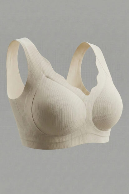 Krem SilkAir Lazer Kesim Balensiz Sütyen - Klasik Geniş Askı, İz Yapmayan - 6