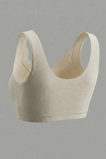 Krem SilkAir Lazer Kesim Balensiz Sütyen - Klasik Geniş Askı, İz Yapmayan - 7