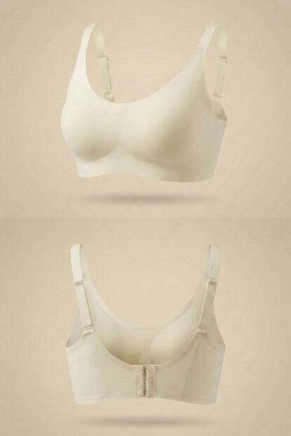 Krem SilkAir Lazer Kesim Balensiz Toparlayıcı Sütyen - Kopçalı, Ayarlanabilir Askı, İz Yapmayan - 7