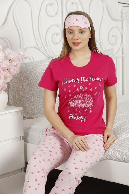 Kurdele Desenli Kısa Kollu Kadın Pijama Takımı - 2
