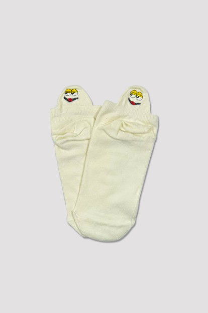 Kutulu 10 Çift - Emoji Desenli - Kadın Patik Çorap - Kokulu Kaliteli - 3