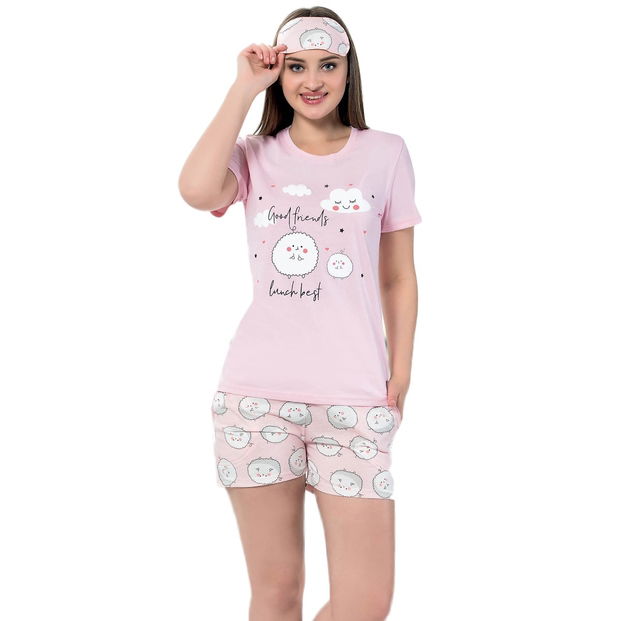 Kuzu Desenli Askılı Bayan Pijama Takımı - 1