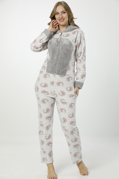 Kuzu Desenli Kadın Polar Peluş Pijama - 1