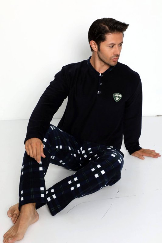 Lacivert Arouno Baskılı Polar Erkek Pijama Takımı - Pijamaevi (2)