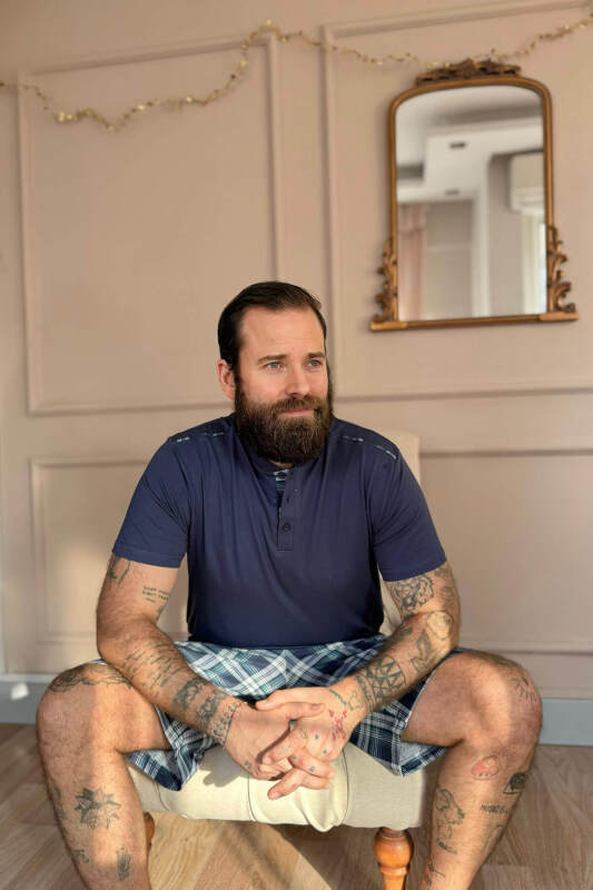 Lacivert Beyaz Ekose Line Edge Detaylı Şortlu Kısa Kollu Erkek Pijama Takımı - Pijamaevi (3)