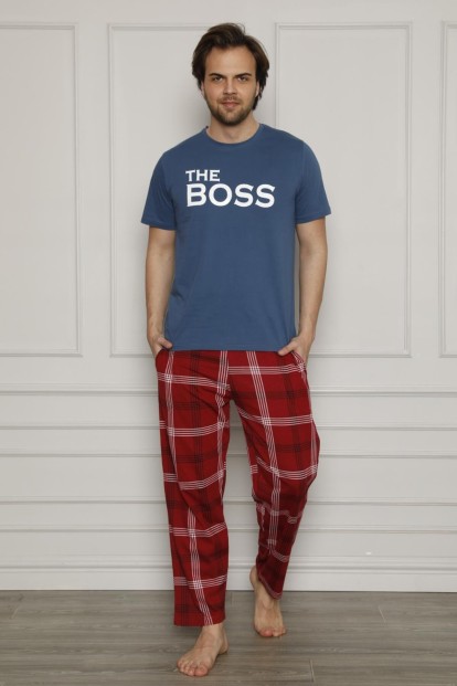 Lacivert Boss Baskılı Sevgili Pijama Takımı Tek Ürün Fiyatıdır - 2