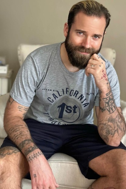 Lacivert California Baskılı Şortlu Kısa Kollu Erkek Pijama Takımı - 7