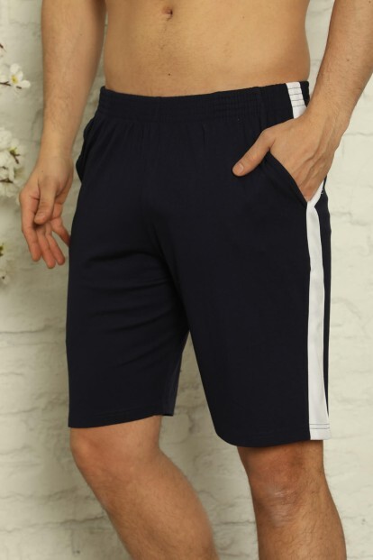 Lacivert Erkek Slim Fit Tek Alt Şort & Bermuda - 9