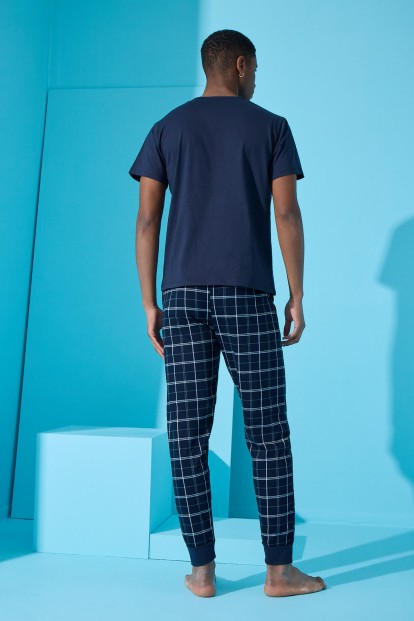 Lacivert Strong Baskılı Kısa Kollu Erkek Pijama Takımı - 5