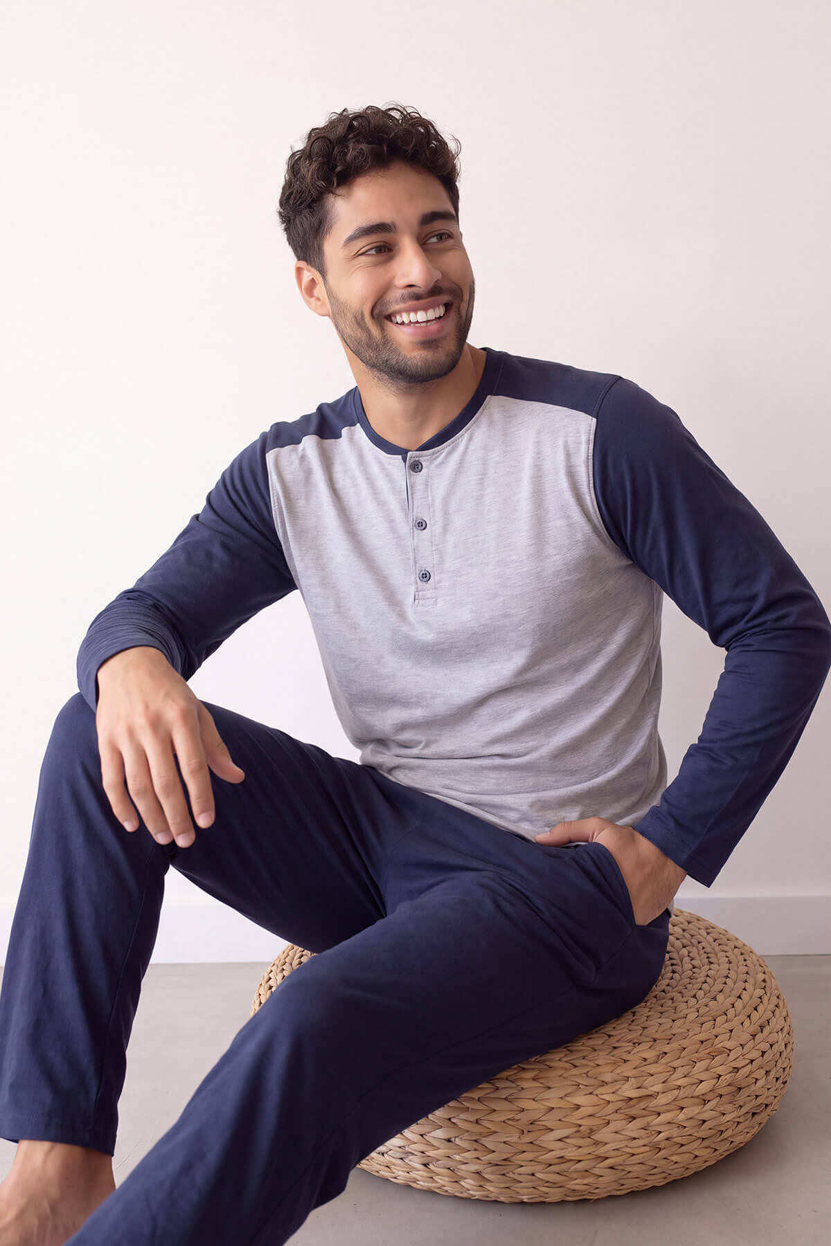 Lacivert Stylish Erkek Uzun Kol Pijama Takımı - Pijamaevi (3)