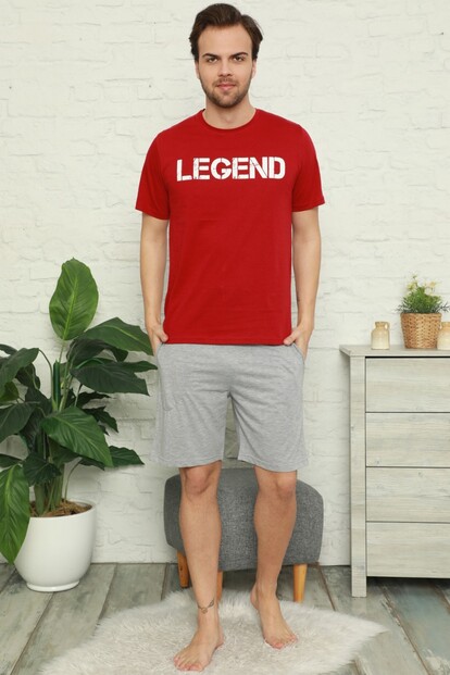 Legend Baskılı Şortlu Kısa Kollu Erkek Pijama Takımı - 1