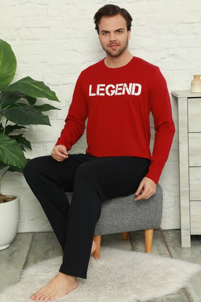 Legend Baskılı Uzun Kollu Erkek Pijama Takımı - 2