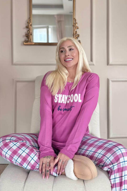 Lila Stay Cool Desenli Termal Kadın Pijama Takımı - Pijamaevi (2)