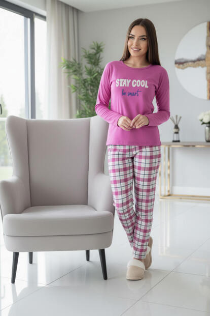 Lila Stay Cool Desenli Termal Kadın Pijama Takımı - 6