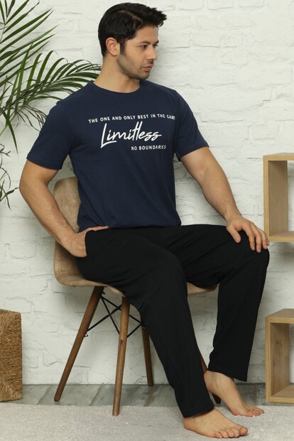 Limitless Baskılı Kısa Kollu Erkek Pijama Takımı - 2