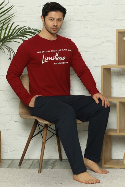 Limitless Baskılı Uzun Kollu Erkek Pijama Takımı - 2