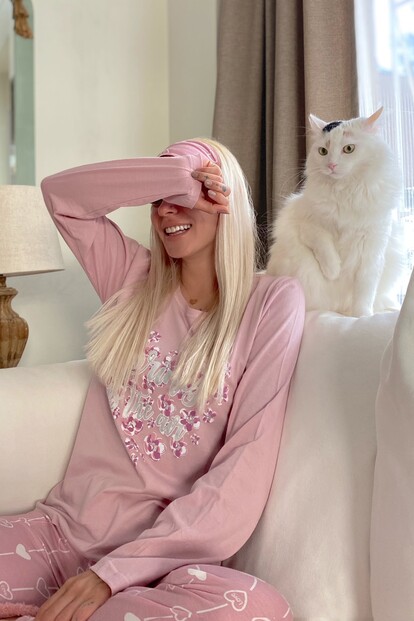 Love Spring Baskılı Uzun Kol Kadın Pijama Takımı - 2