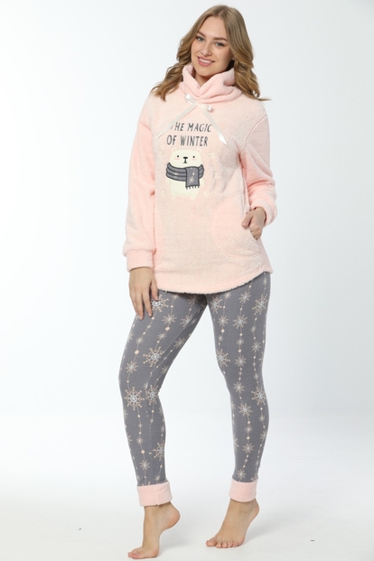 Magic Of Winter Desenli Tam Peluş Pijama Takımı - 1
