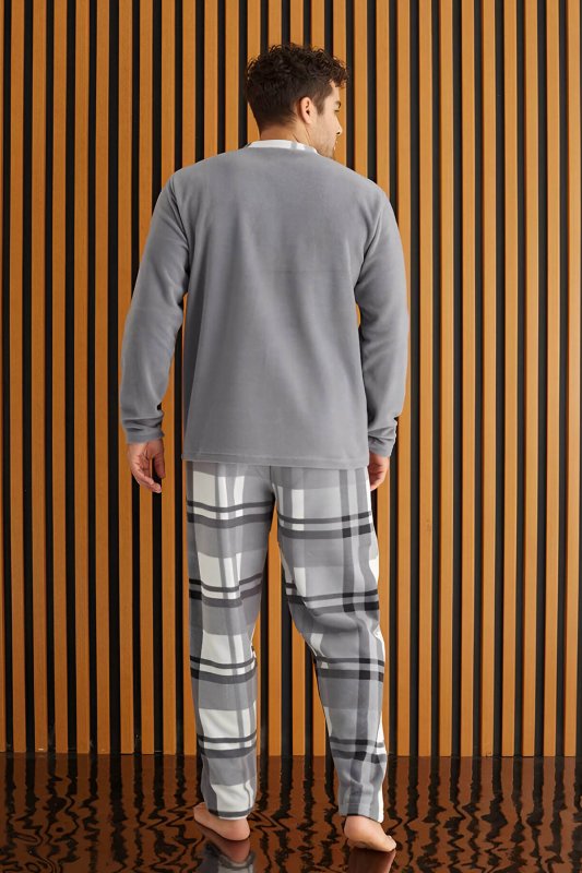 Melanj Ekose Desenli Polar Erkek Pijama Takımı - Pijamaevi (2)