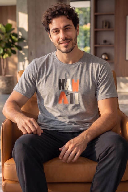 Melanj Hawai Desenli Kısa Kollu Erkek Pijama Takımı 