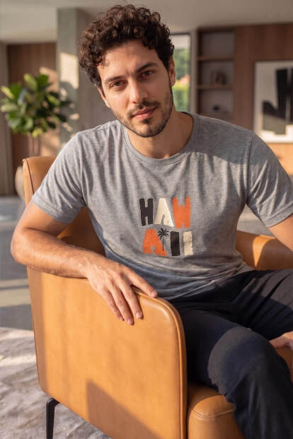 Melanj Hawai Desenli Kısa Kollu Erkek Pijama Takımı - 4