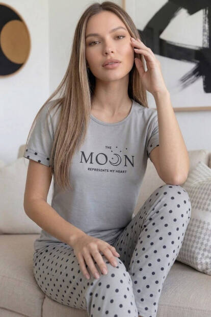 Melanj Wonderful Desenli Bambu Kısa Kol Kadın Pijama Takımı 