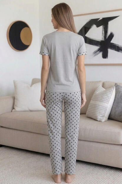 Melanj Wonderful Desenli Bambu Kısa Kol Kadın Pijama Takımı - 7