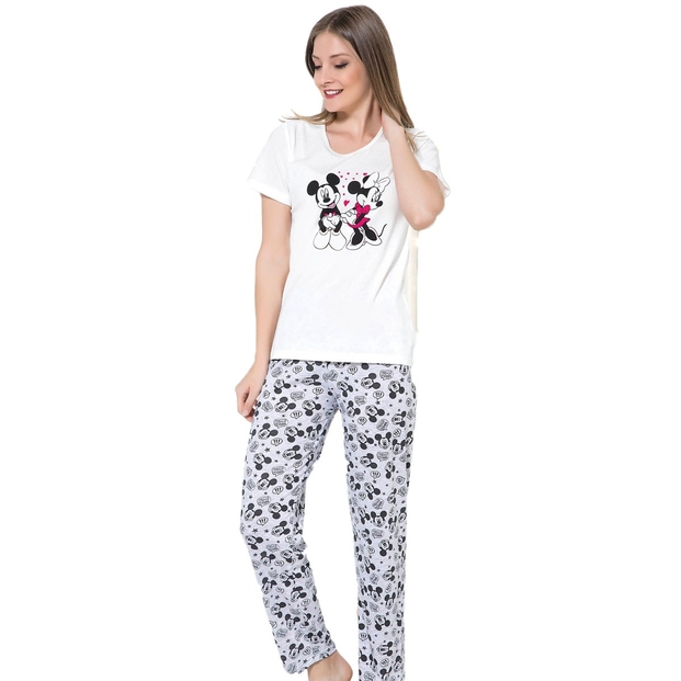 Mickey Mouse Desenli Kısa Kollu Pijama Takımı - 1