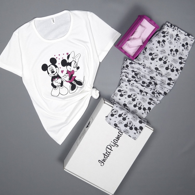 Mickey Mouse Desenli Kısa Kollu Pijama Takımı - 2